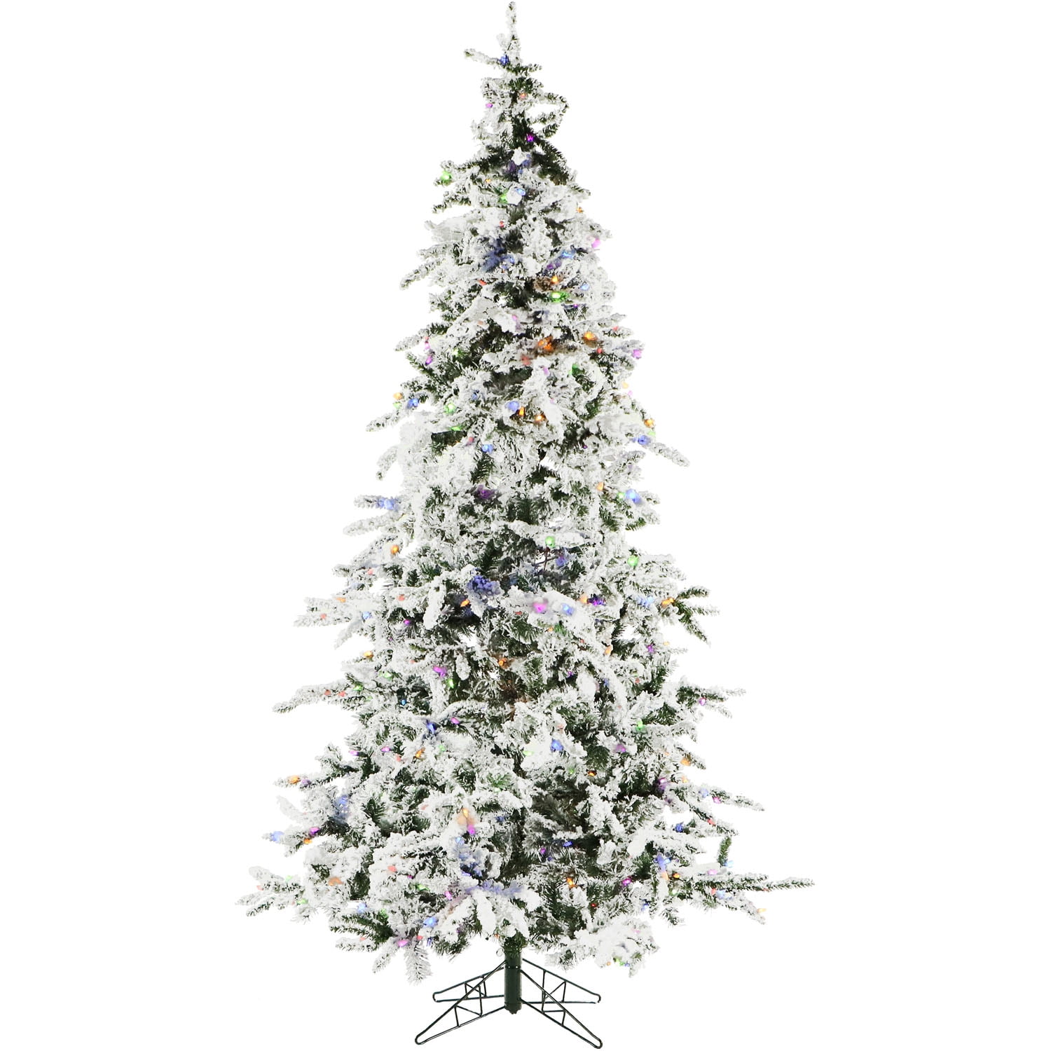 Christmas Time 7.5-Ft. White Pine Snowy Artificial Christmas Tree ...