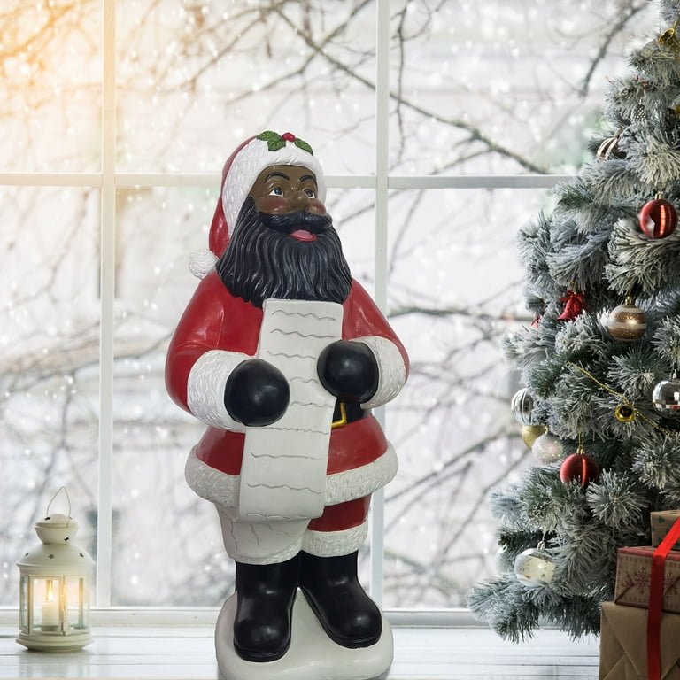 Christmas Time African American Santa Claus Resin Figurine Standing and Holding a List 36 Inches Tall Christmas Time Decoration for Tree Side or Living Room CT RS036SC0 RDAA Walmart