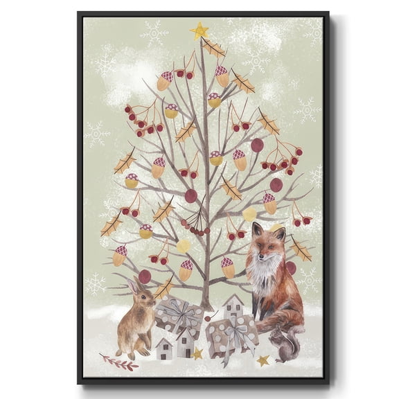 Christmas Time Collection B - Framed Gallery Wrapped Holiday Canvas - 17 x 25 - Black Frame