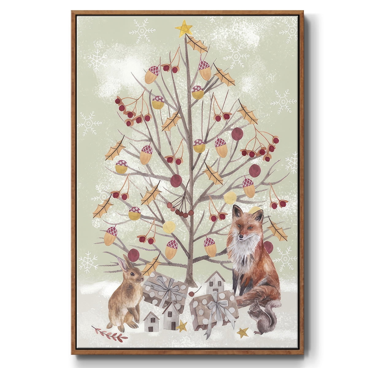 Christmas Time Collection B - Framed Gallery Wrapped Holiday Canvas - 17 x 25 - Rosewood Frame