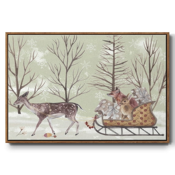 Christmas Time II - Framed Gallery Wrapped Holiday Canvas - 27 x 41 - Rosewood Frame