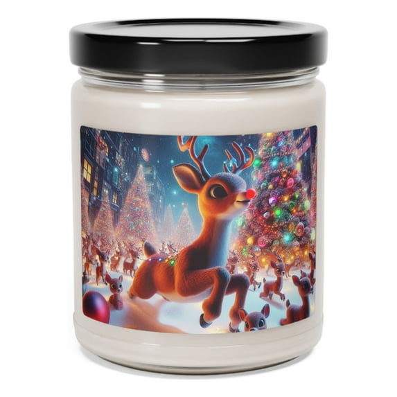 Christmas Time Rudolph Reindeer Soy Blend Candles 5 Scents Aromatherapy