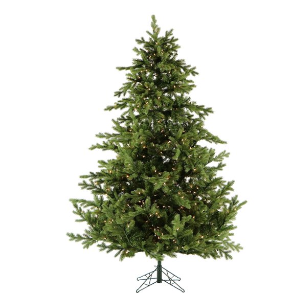 Christmas Time Virginia Fir Pre-Lit Christmas Tree, 6.5 FT Tall | Artificial Tree with Metal Foldable Stand and Attached Warm White LED Lights | CT-VF065-LED