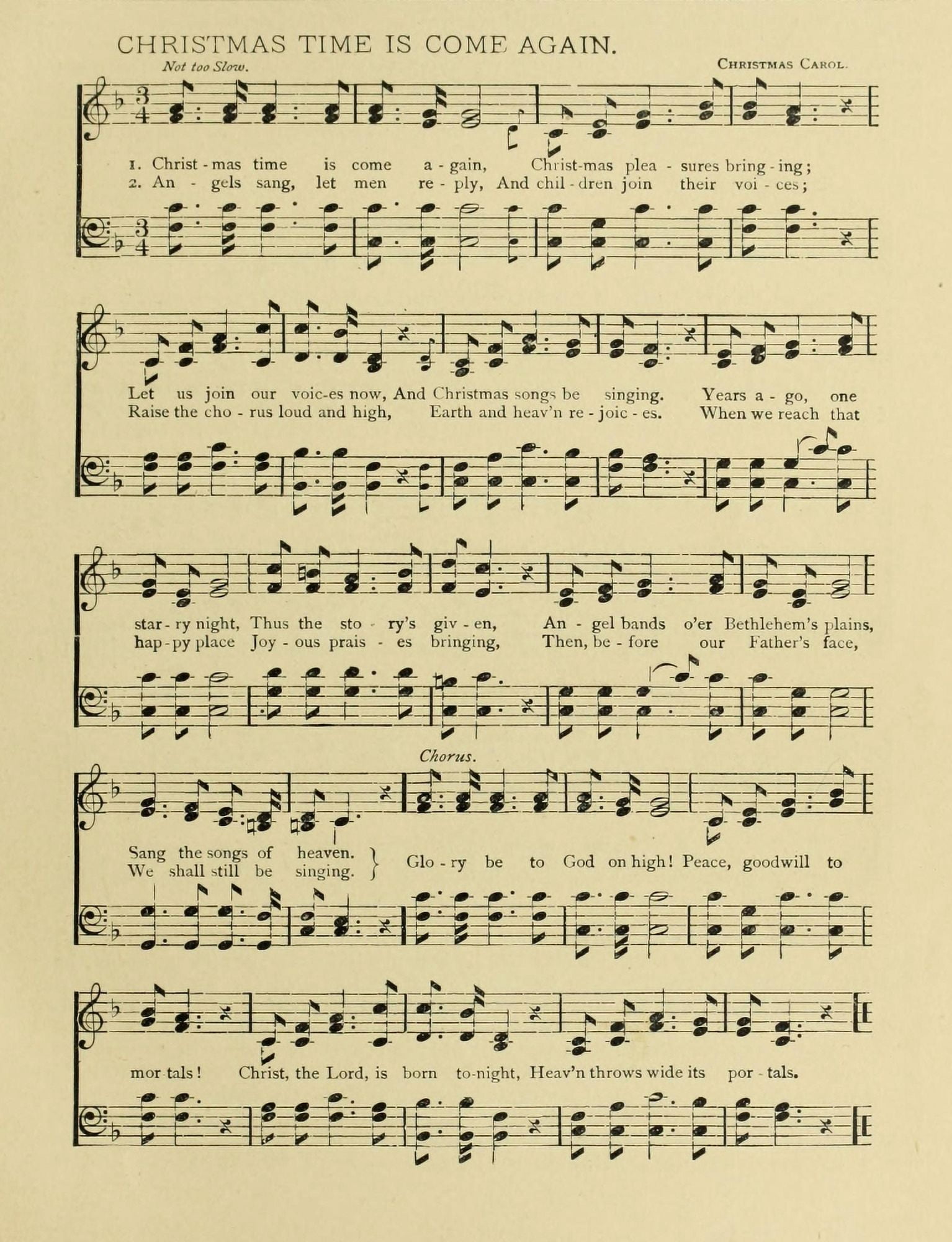 Christmas Time is Come Again Christmas in Song & Story 1891 Canvas Art - (18 x 24)