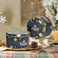 thumbnail image 1 of Christmas Tin Box with Tie Closure, Holiday Themed Gift Wrapping Storage for Candy, Snacks, and Small Items | Reusable Tinplate Decorative Box for Christmas Decor, 2.95x2.95x1.77in, 1 of 6