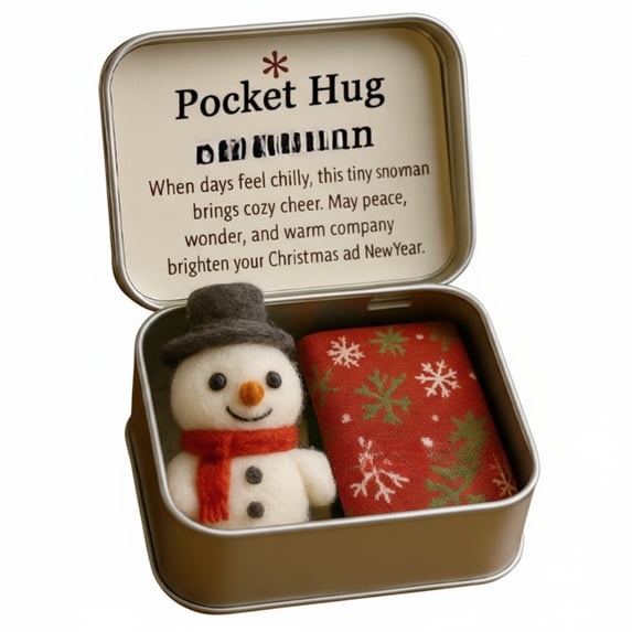Christmas Tin Box with Plush Toy Surprise Gift Set Holiday Storage Container for s Stocking Stuffer(B)