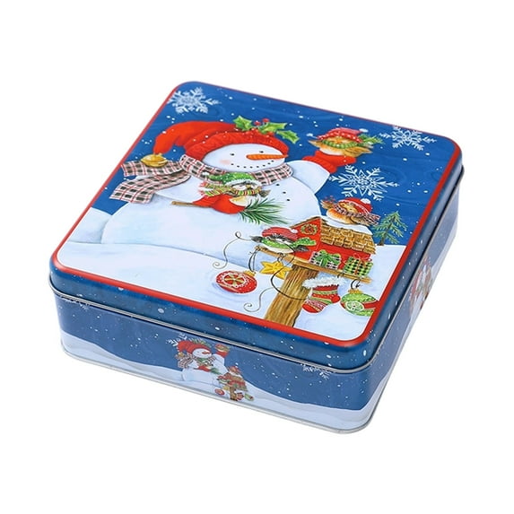 Christmas Tin Gift Box – Metal Storage Container with Lid for Candy, Cookies, Snacks – Festive Holiday Treat Box for Kids, Adults, Party or Gifting