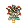 thumbnail image 1 of Christmas Tinkle Bell Lapel Brooch Pin Rhinestone Crystal Jingle Bell Ribbon Bow Xmas Ornament Pins Clothes Accessories Brooches Jewelry Gifts for Women, 1 of 5