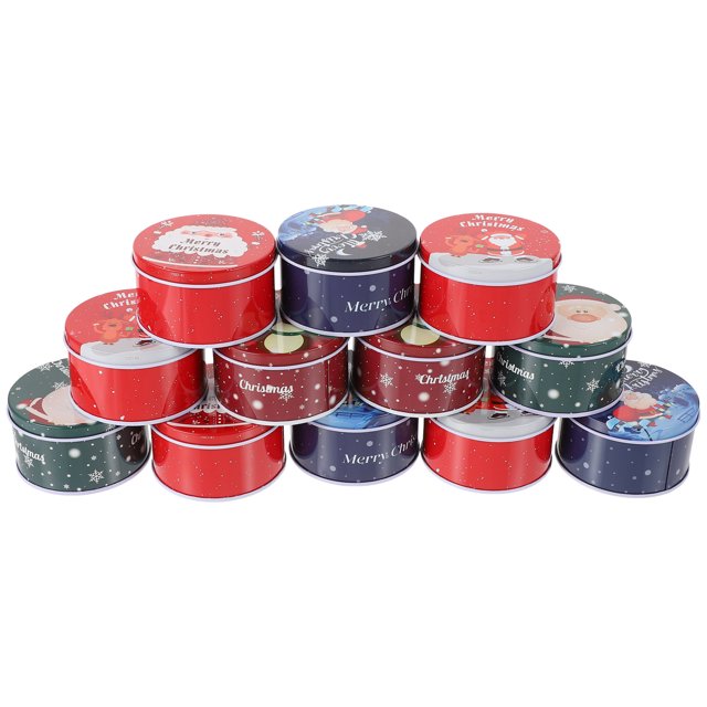 Christmas Tinplate Candy Jar, 12, 7. 5X7. 5X4. 5cm, Candy Jar