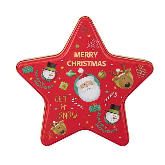 Christmas Tinplate Star Shape Storage Box Elegant Christmas Star Tin Container Box Suitable For Home Or School Setting