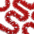 thumbnail image 1 of Christmas Tinsel Garland 33 FT, Red White Snowflake Metallic Twist Garland Ceiling Hanging Decor for Christmas Tree Party Ornaments Holiday Indoor Outdoor Supply, 1 of 7