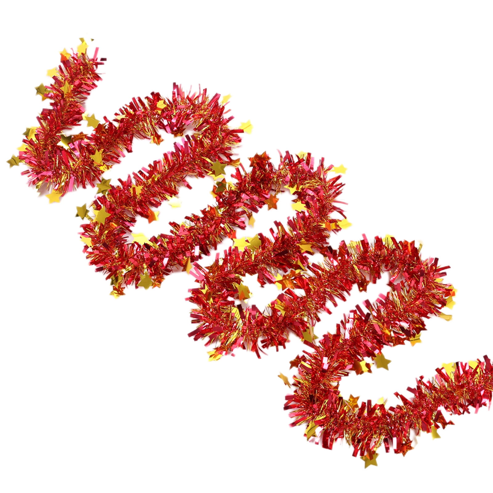 Christmas Tinsel Garland,6.5FT Red Artificial Christmas Garland ,Xmas Metallic Tinsel Twist Garland Glitter Christmas Tree Hanging Wreath Decor,for Staircase Railing Banister Indoor Outdoor Ornament