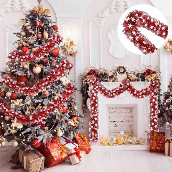 Christmas Tinsel Garland for Christmas Tree Decorations 32.81ft Red Shiny Metallic Foil Decorations Christmas Twist Garlands Hanging Ornaments For New Year Party Birthday Indoor Outdoor Decor