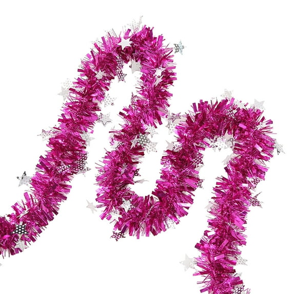 Christmas Tinsel Garland Decoration Metallic Tinsel Twist Garland Halloween Christmas Tree Artificial Garland Hanging Christmas Garland for Birthday Party Ornament, 79 in (Pink)