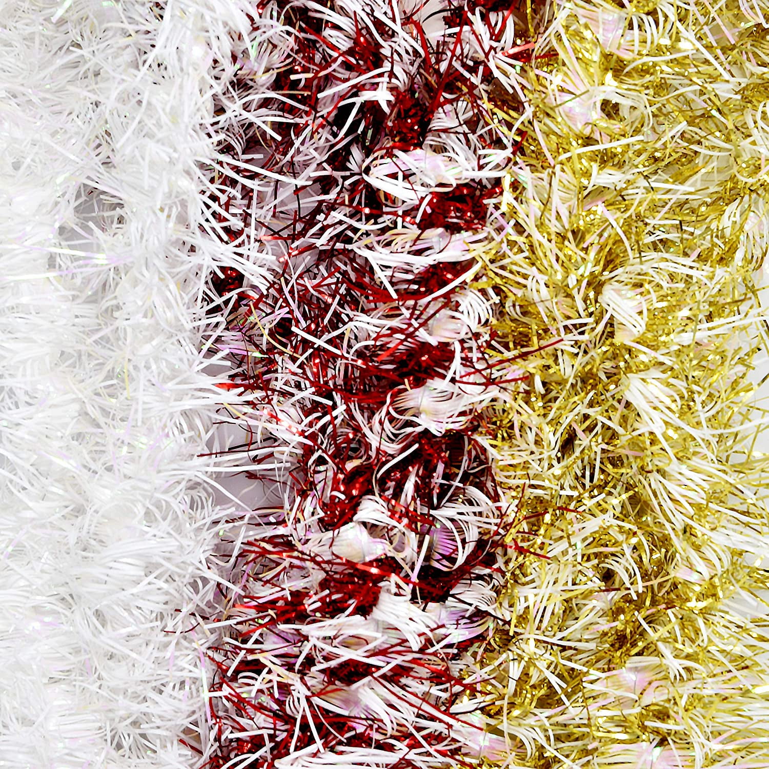 Christmas Tinsel Garland Decorations, Set of 3 for Home Indoor & Outdoor Holiday Tree Party