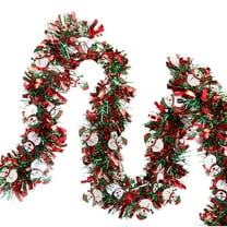 Christmas Tinsel Garland with Snowman Metallic Twist Shiny Hanging Garland Ornaments for Xmas Tree Birthday Holiday Indoor Outdoor Supplies