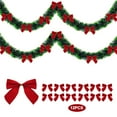 thumbnail image 1 of Christmas Tinsel Garlands with 12 Pcs Red Bows for Indoor and Outdoor Holiday Mardi Gras Xmas and Other Festivities Party Supply, 6.6ft, 1 of 6