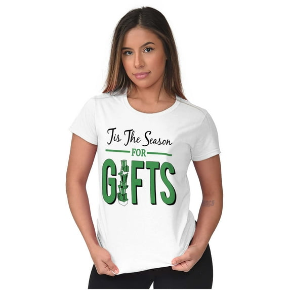 Christmas Tis The Season For Presents Womens Slim Fit Graphic Tee Brisco Brands M