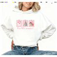 thumbnail image 1 of Christmas Tis The Season Pink Santa Tree Graphic Tee T-Shirt Print Top Hooded long-sleeved White S-2XL, 1 of 6