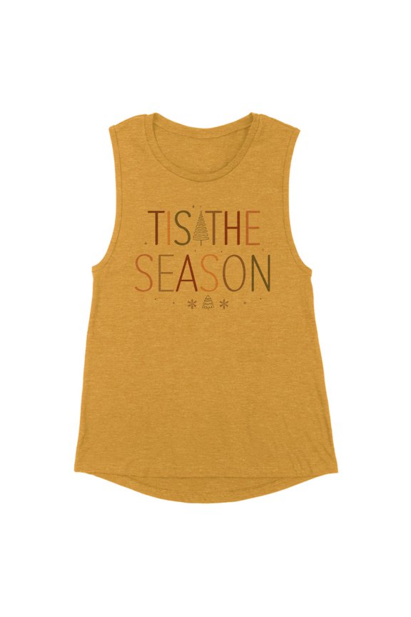 Christmas Tis the Season Women's Muscle Tank Medium Antique Gold