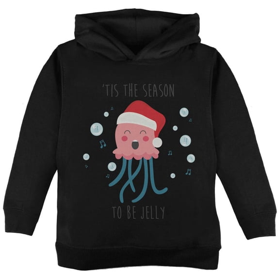 Christmas 'Tis the Season to be Jelly Jolly Jellyfish Pun Toddler Hoodie Black 4T