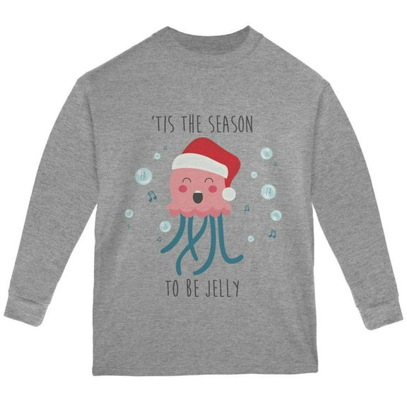 Christmas 'Tis the Season to be Jelly Jolly Youth Long Sleeve T Shirt Storm Grey YMD