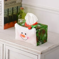 Christmas Tissue Box Cover, Soft Plush Fabric with Santa Claus and Snowflake Design, Top Opening for Easy Access, Festive Holiday Decor for Home Office Desktop