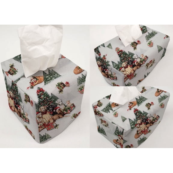 Christmas Tissue Box Cover by Penny's Needful Things (Short Rectangle) (Christmas Dogs & Puppies)