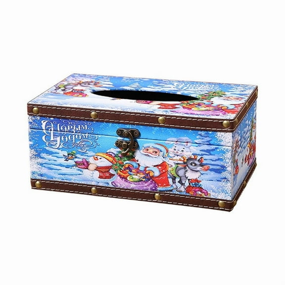 Christmas Tissue Box Home Indoor Dining Table Living Room Coffee Table Desktop Paper Box Tissue Tube,Snow World