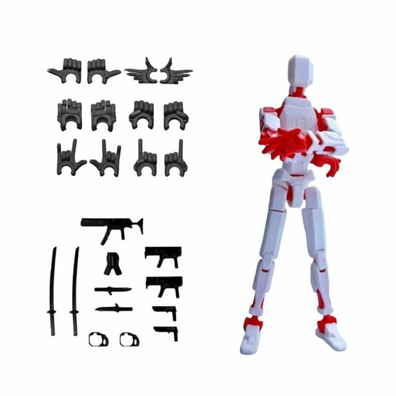 Christmas Titan Robot Action Figure Fully Posable Mobile Doll Set with Interchangeable Hands and Accessories for Collectors Desktop Decoration, Red White