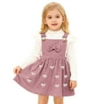 thumbnail image 1 of Christmas Toddler Baby Girl Outfits Long Sleeve Ribbed T-Shirt Bow Overall Dresses Suspender Skirt Set Fall Winter Clothes Toddler Holiday Party Wear, 1 of 5