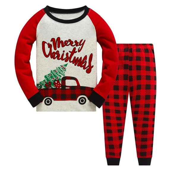 Christmas Toddler Boys Girls Outfits Tree Pattern Kids Pants 2 Piece Pj's Long Sleeve Sleepwear Xmas Clothes Set