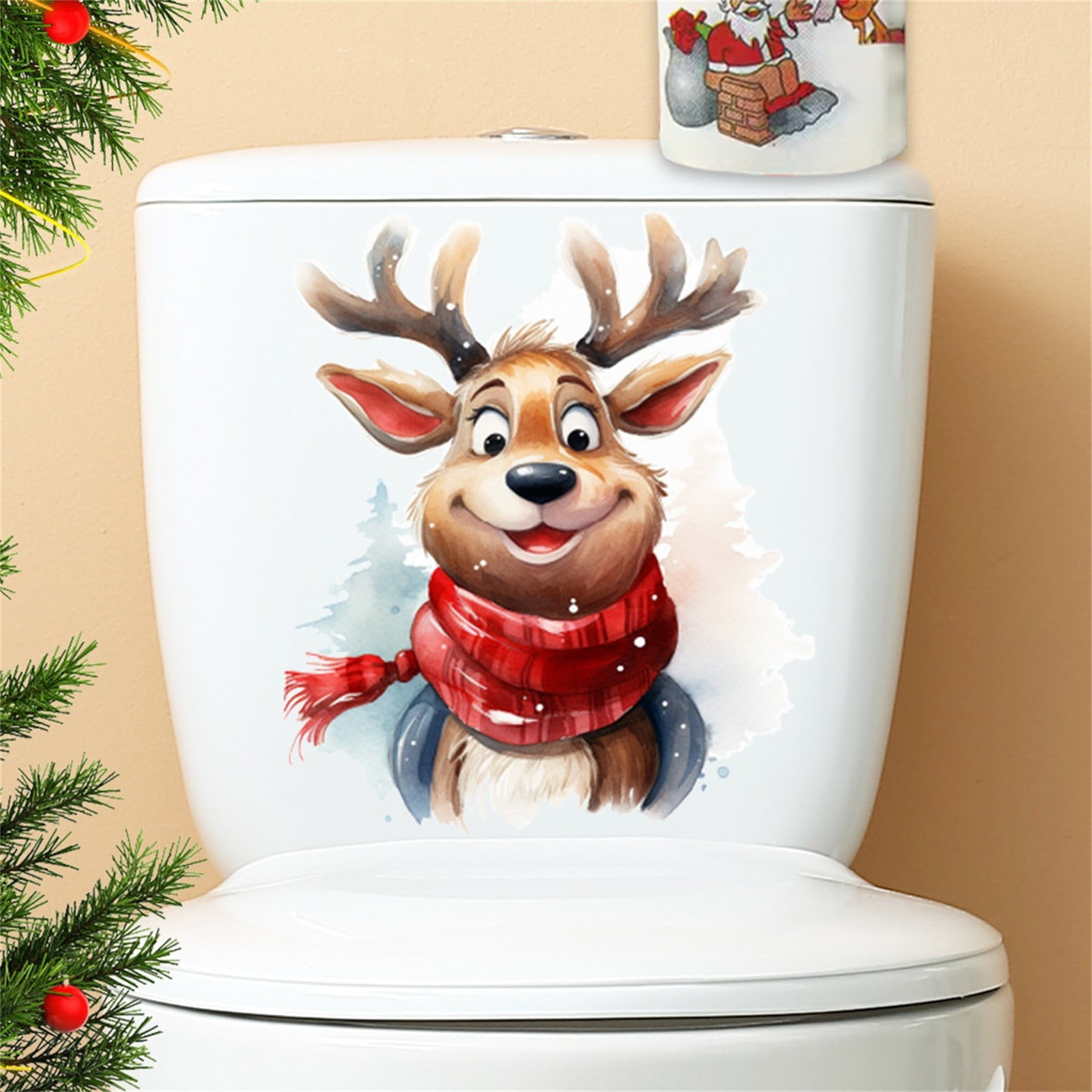 Christmas Toilet Decal 1 Santa Christmas Decoration Toilet Bathroom