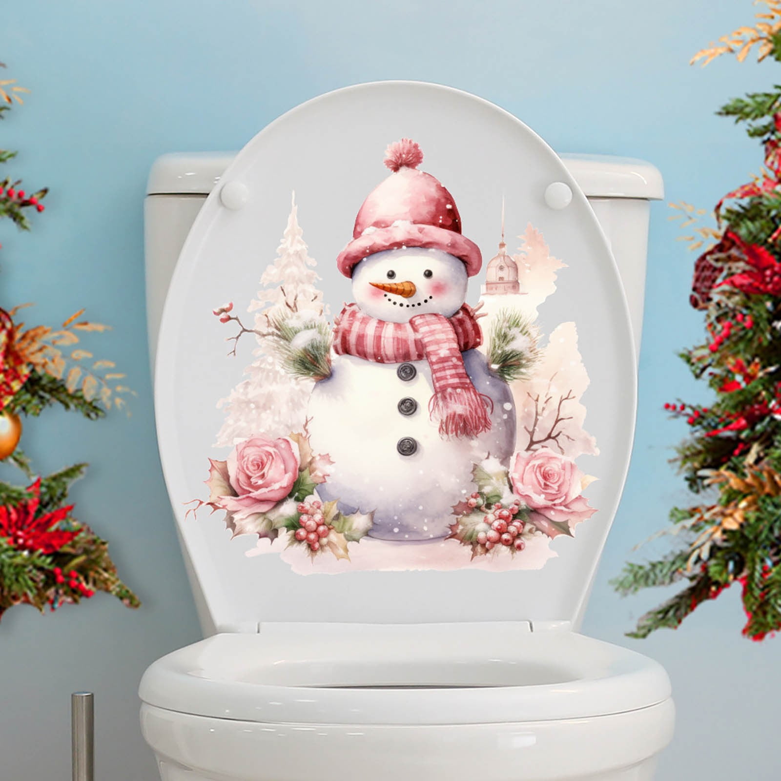 Christmas Toilet Decal 1 Sheet Christmas Snowman Christmas Toilet