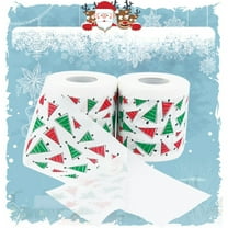 Christmas Toilet Paper 4 Rolls - Santa Claus Printed Facial Tissue for Holiday Bathroom Decor, Christmas Party Prank Novelty Decorations
