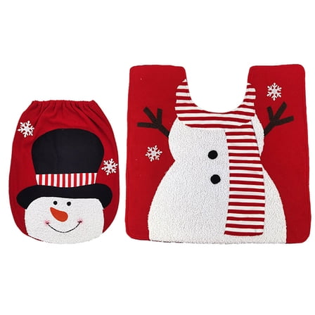 Christmas Toilet Seat Cover And Mat Set Bathroom Mat Set Toilet Seat Cover And Rug Set With Santa Snowman Elk Pattern