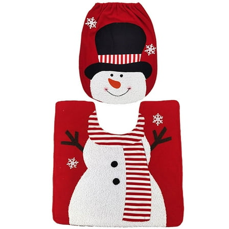 Christmas Toilet Seat Cover And Mat Set Bathroom Mat Set Toilet Seat Cover And Rug Set With Santa Snowman Elk Pattern