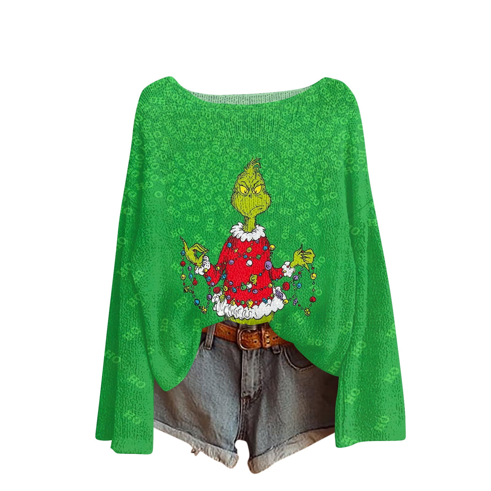 Christmas Top for Women 2025 Xmas Tree Graphic Long Sleeve Tops Dark