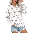 thumbnail image 1 of Christmas Top for Women Reindeer Graphic Print Long Sleeve V Neck Pullover Sweatshirt with Pocket White XL, 1 of 6