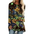 thumbnail image 1 of Christmas Tops for Women Plus Size Xmas Tree Printed Blouse Shirts Womens Long Sleeve Pleated Tunic Top Christmas Sweatshirt Casual Cotton Holiday Womens Tops 01-Yellow L, 1 of 5