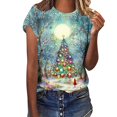 thumbnail image 1 of Christmas Tops Women's Christmas Pullover Short Sleeve Tshirt Santa Claus Shirts Christmas Tree Graphic Sweatshirt Garland Star Clothes Lights Tinsel Pullovers Crewneck Top Fashion Outfits, 1 of 4