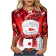 thumbnail image 1 of Christmas Tops for Women 2026 Cute Christmas Snowman 3/4 Length Sleeve Funny Plus Size Fall Xmas Tunic T Shirt, 1 of 5