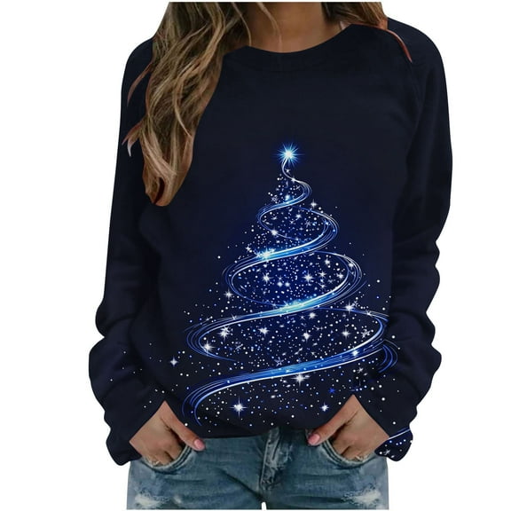 Christmas Tops for Women Crop Tops Loose Fit Fitted Long Sleeve Shirts White Blouses Dressy Casual Fitted