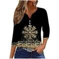 thumbnail image 1 of Christmas Tops for Women Fall Tops 2025 Vacation Funny 3/4 Sleeve Shirts Plus Size Blouse Plus Size Dressy, 1 of 5