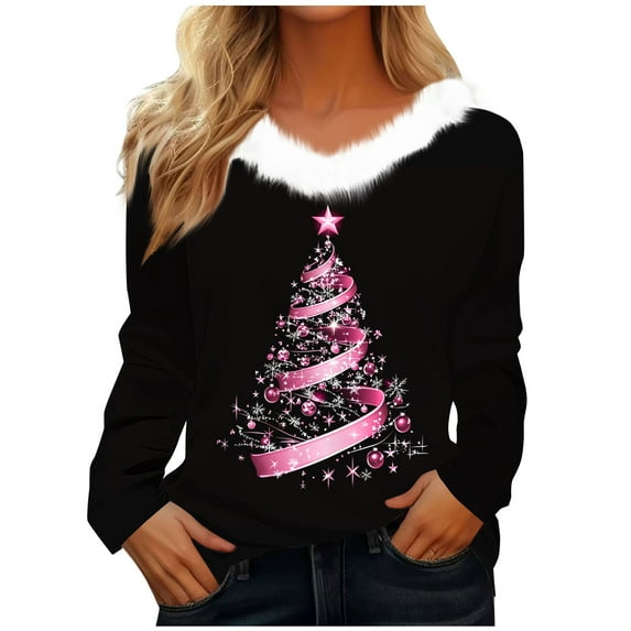 Christmas Tops for Women Fall Tops for Work Plus Size Dressy Long Sleeve Long Sleeve Shirts Black Blouses Dressy Party