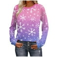 thumbnail image 1 of Christmas Tops for Women Graphic Tees Loose Fit Long Sleeve Raglan Shirts Round Neck Funny Xmas Holiday Outfits (L, Purple), 1 of 7