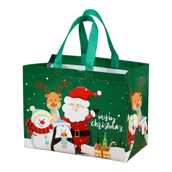 Christmas Tote Bags with Handle Gift Bag Reusable Non-Woven Grocery Shopping Bag