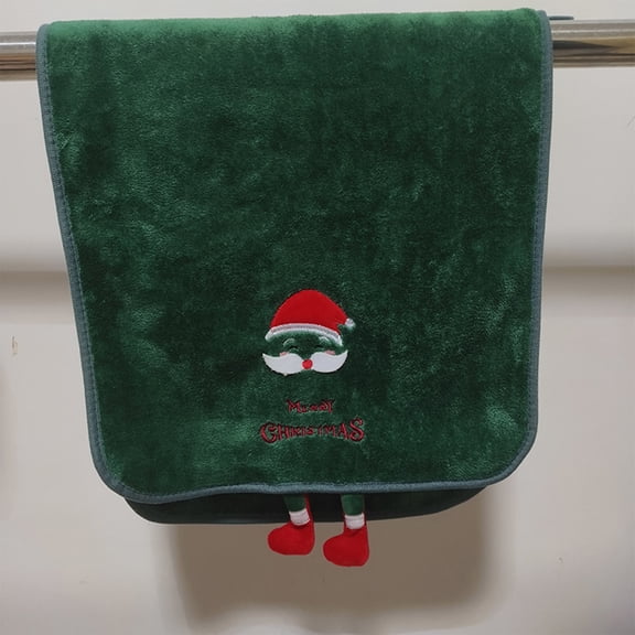 Christmas Towels, Holiday Towels, Embroidered Santa Claus Snowman Elks Christmas Tree Patterns, Soft Coral Fleece Quick Drying Absorbent Decorative Bathroom Hand Towels