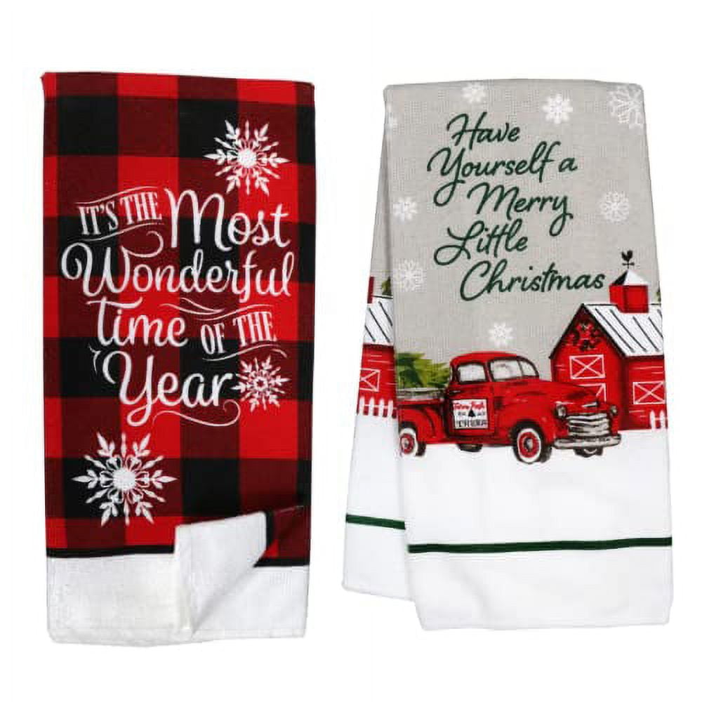 Greenbrier Christmas Towels Set of 2 / Decorative Christmas Kitchen Towels/Hand Towels for Bathroom Decorative Set/Christmas Kitchen Decorations