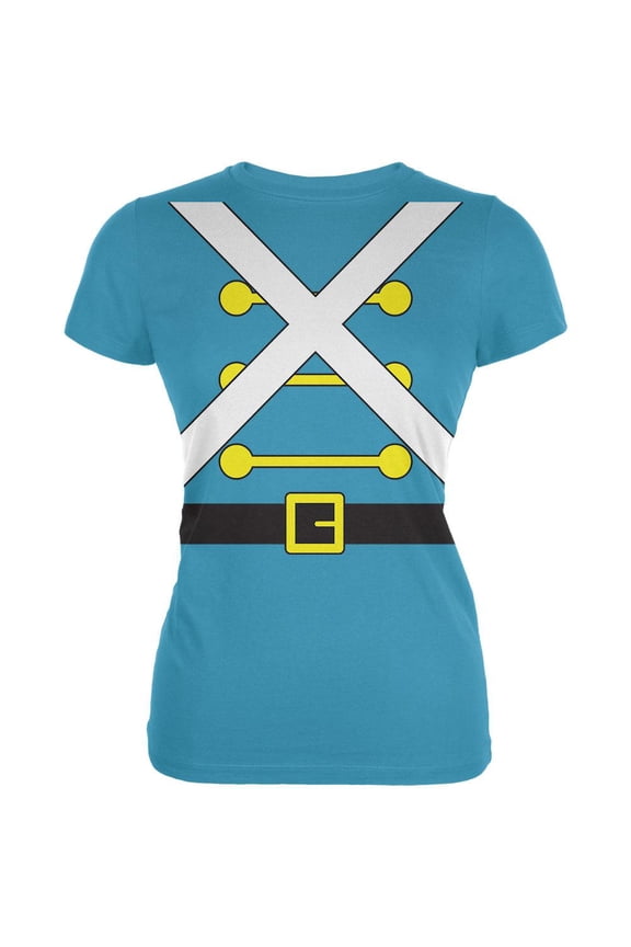 Christmas Toy Soldier Costume Juniors Soft T Shirt Aqua LG